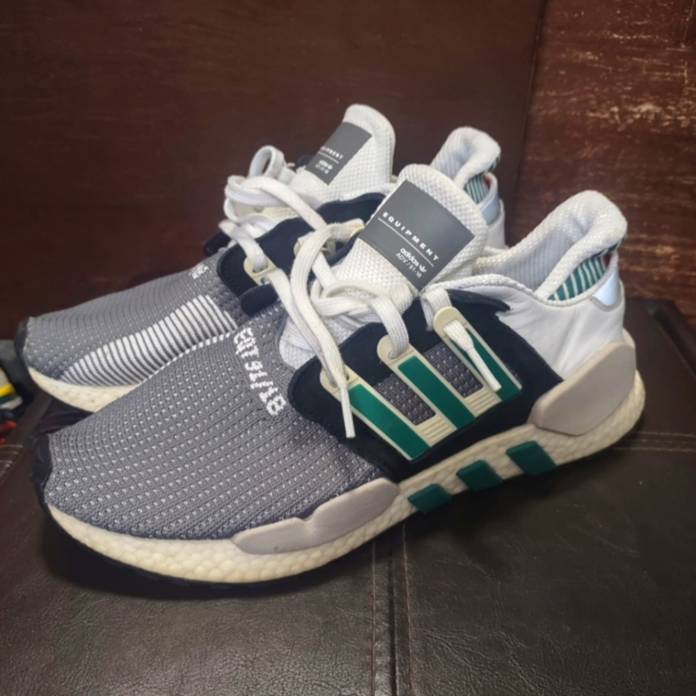 adidas  Gray and Teal Sneakers
